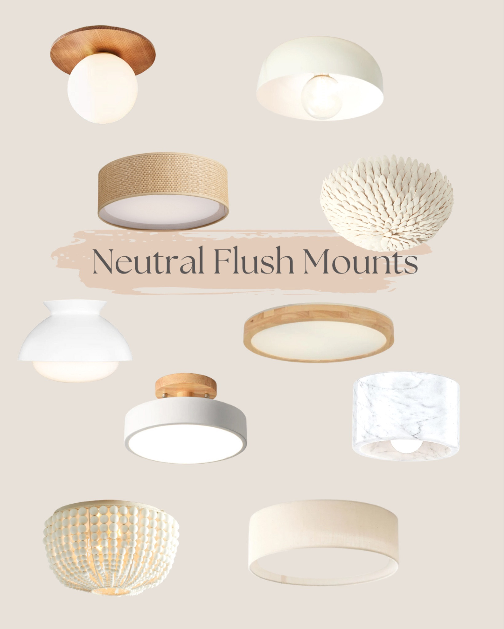 Neutral flush mount lighting // coastal // lights // interior design tips // jute // shell // sisal // natural //semi-flush // no metals

#LTKhome