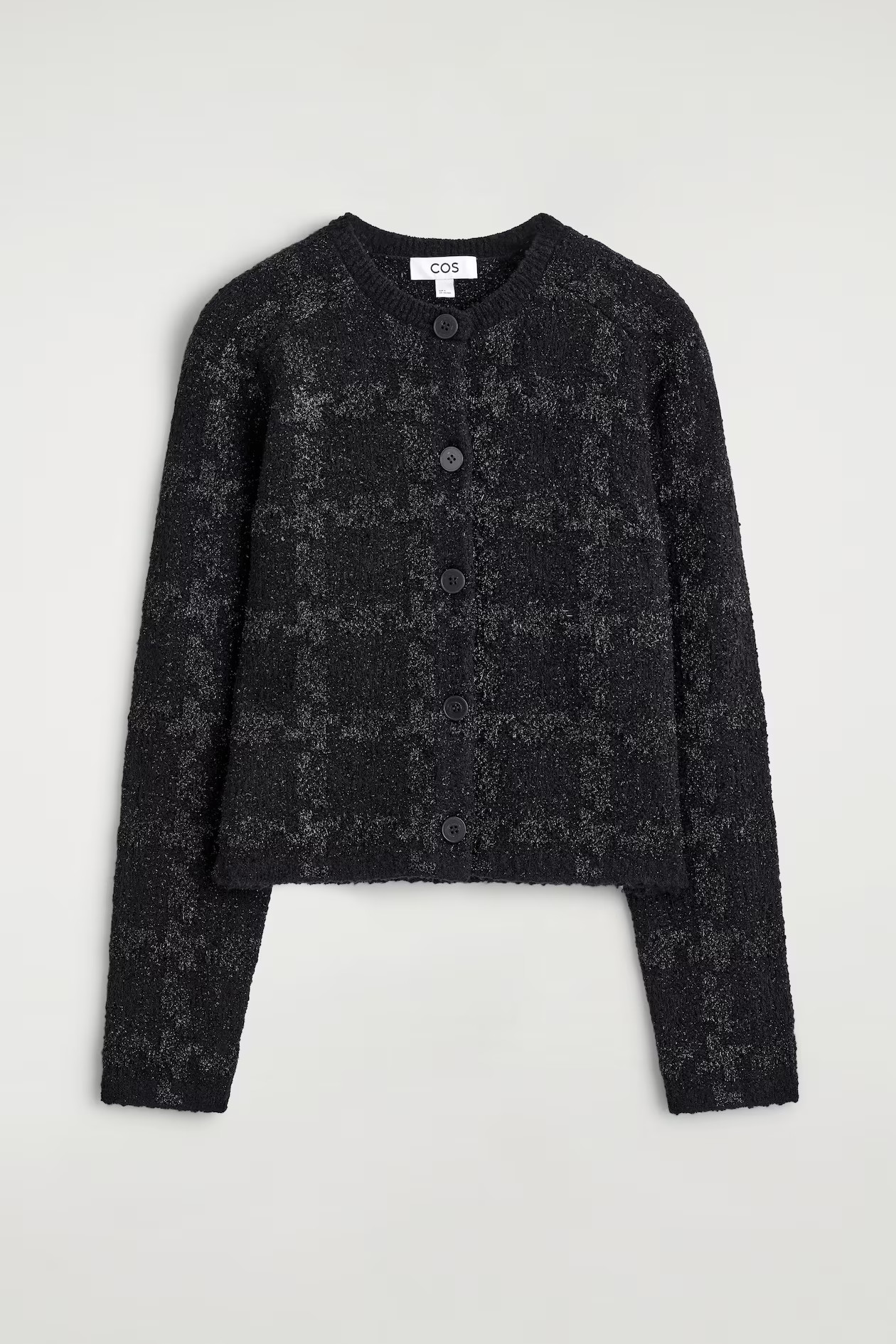 SPARKLY BOUCLÉ-KNIT CARDIGAN - BLACK / CHECKED | COS US | COS (EU)