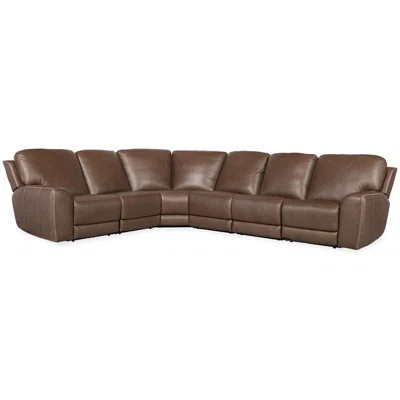 Nakima 6-Piece Upholstered Power Reclining Sectional, Chocolate | Wayfair North America