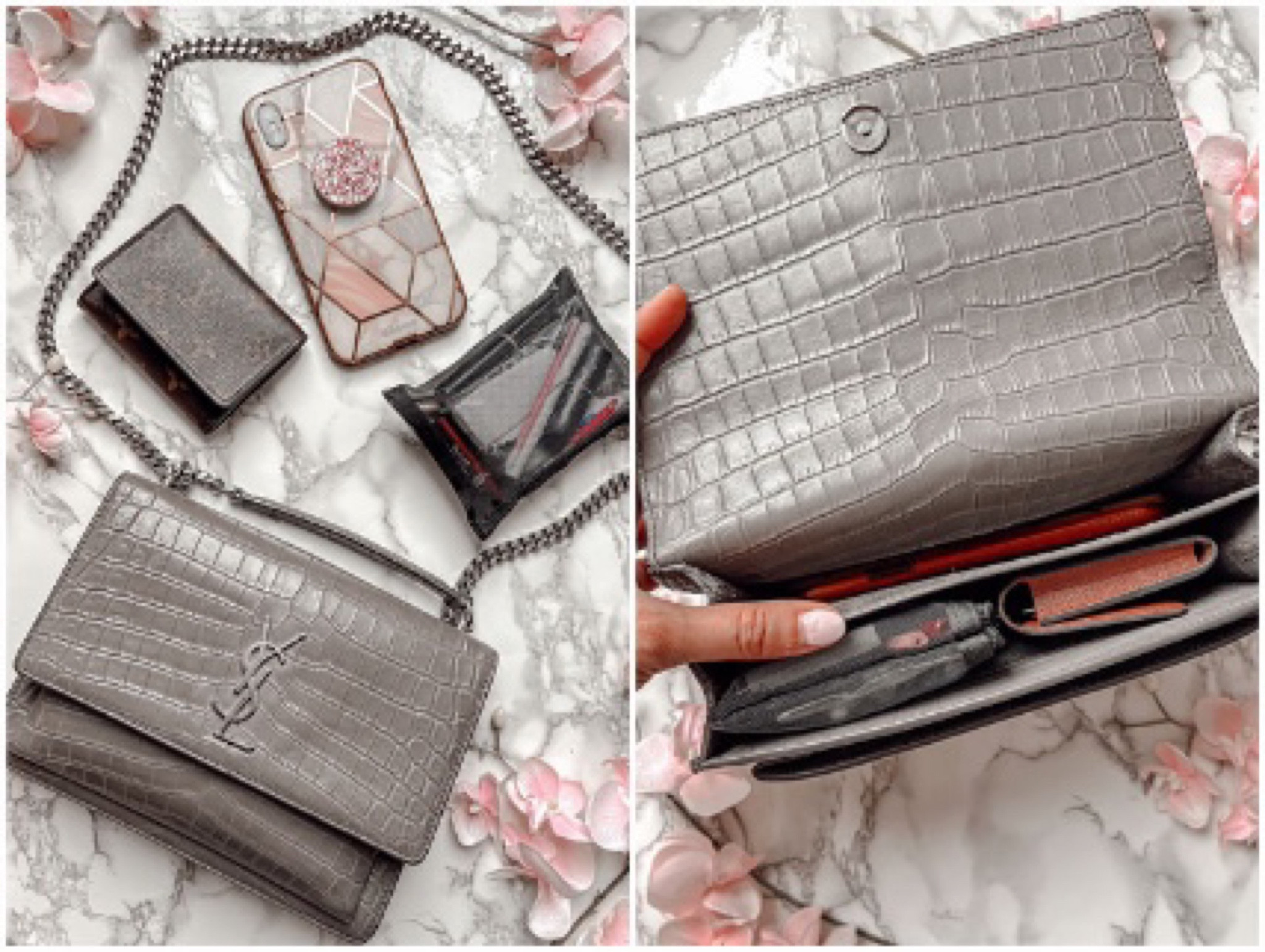 What fits inside my saint Laurent sunset medium bag - it is very roomy and has enough space for my iPhone max + small wallet and makeup bag . More in-depth review over on ELLAPRETTYBLOG.com

#LTKstyletip #LTKGiftGuide #LTKitbag