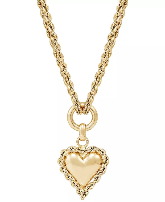 Macy's
          
        
  
      
          Puff Heart Rope-Framed 18" Pendant Necklace in 10k... | Macy's