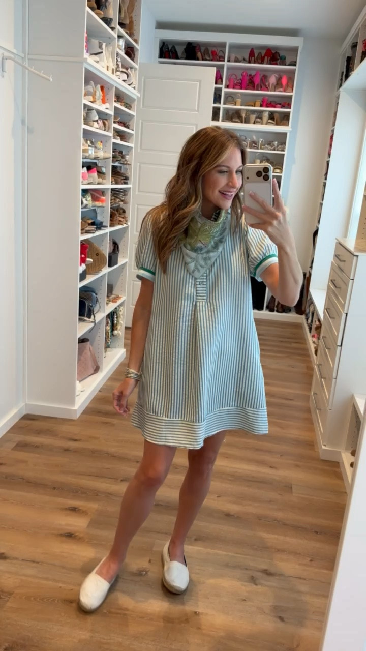 In a small dress, scarf, espadrille flats and accessories - fits tts.

#LTKgrwm #LTKootd #LTKSeasonal