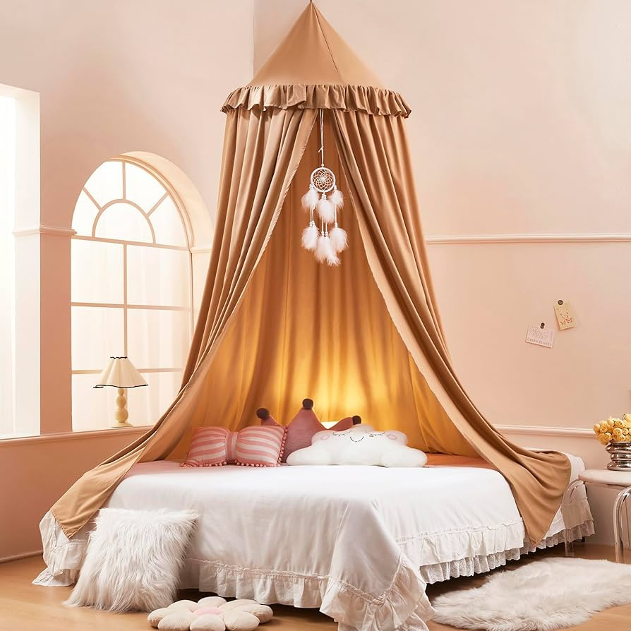Akiky Kids Bed Canopy for Crib & Twin Size with Ruffles Dreamcatcher, Boys Princess Girls Nursery... | Amazon (US)