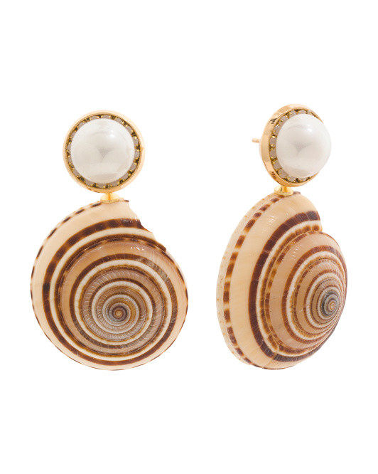 Made In Thailand Pearly Shell Earrings | TJ Maxx