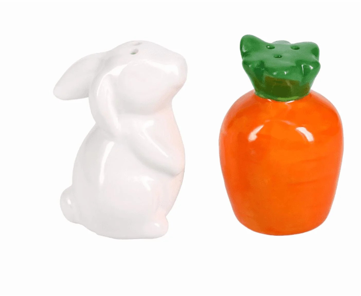 Easter Bunny & Carrot Ceramic Salt & Pepper Shakers, 2-Piece Set, Food Safe Spring Table Decor | Walmart (US)