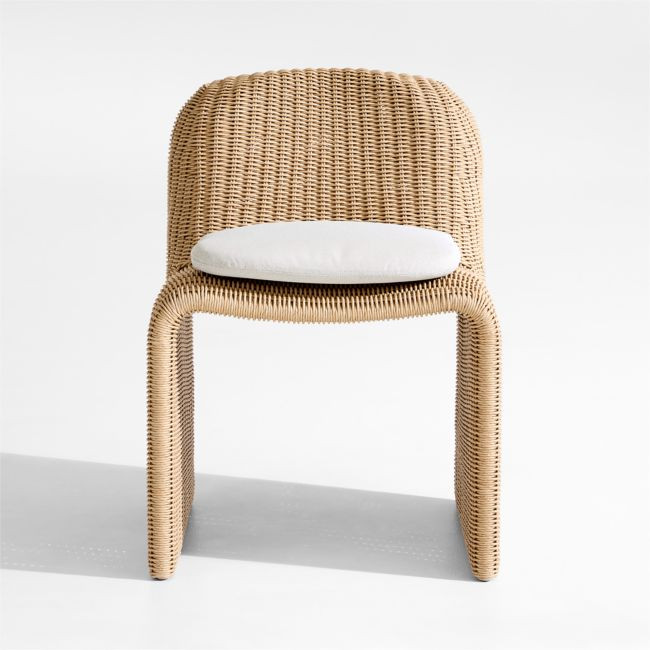 Ipanema Wicker Outdoor Dining Chair with Cushion | Crate & Barrel