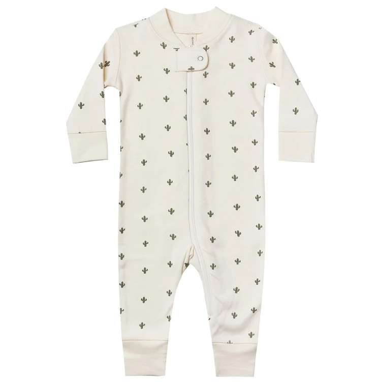 Organic Zip Longsleeve Sleeper, Cactus | SpearmintLOVE