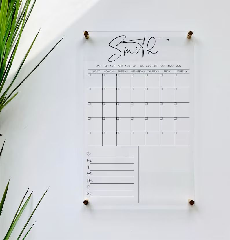 Personalized Acrylic Calendar for Wall Ll Dry Erase Board | Etsy | Etsy (US)