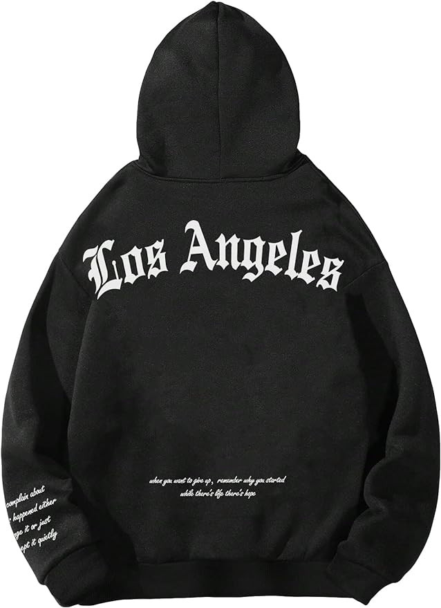 SHENHE Men's Graphic Hooded Sweatshirt Oversized Letter Print Casual Hoodie Pullover | Amazon (US)