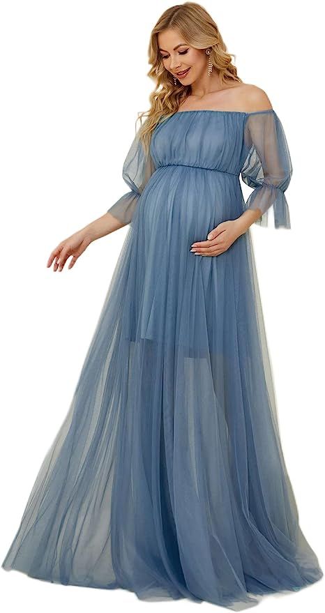 Ever-Pretty Women's Off-Shoulder A-line Tulle Maternity Dress for Baby Shower 20862 | Amazon (US)