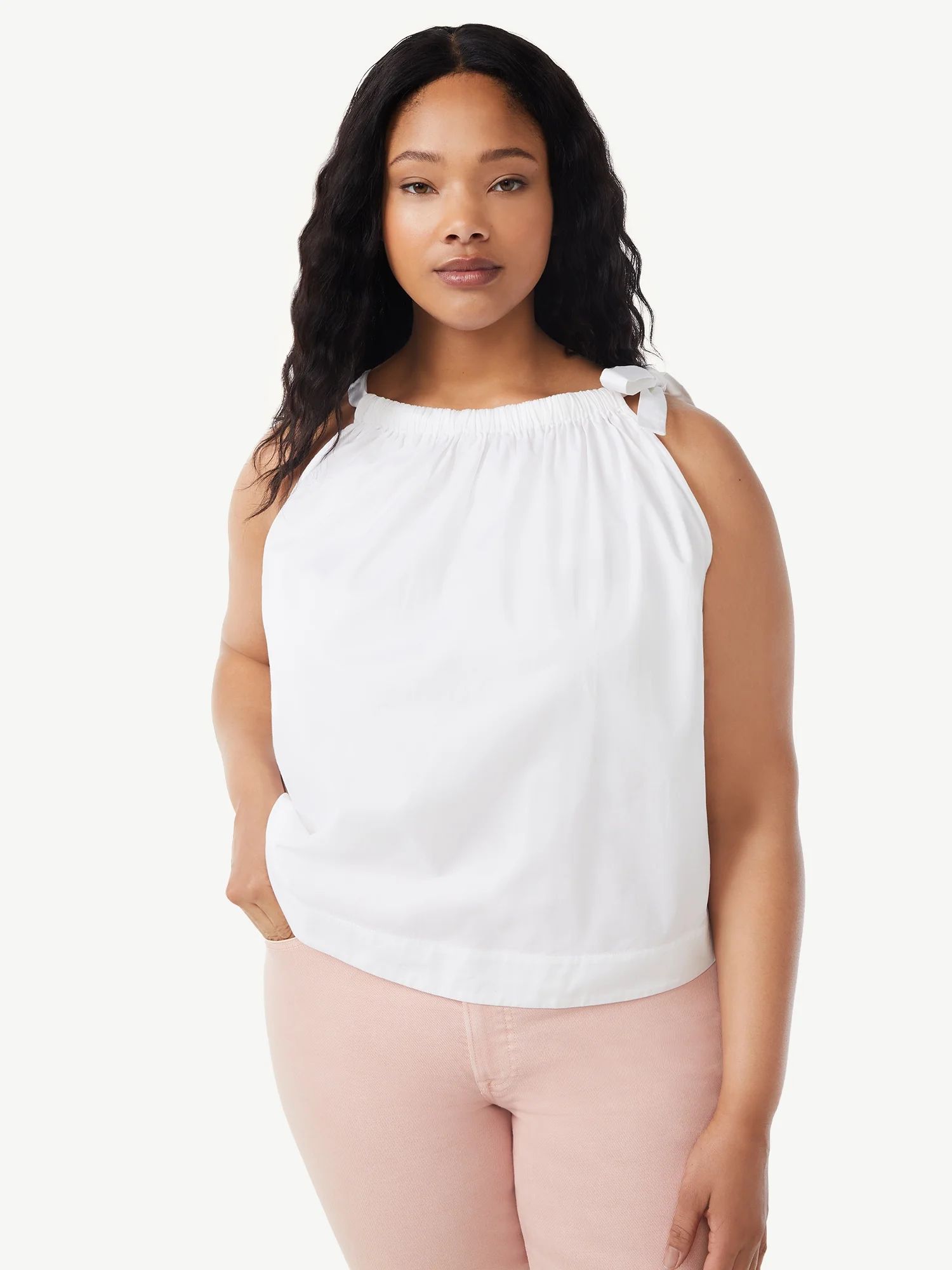 Free Assembly Women's Tie Neck Tank Top - Walmart.com | Walmart (US)