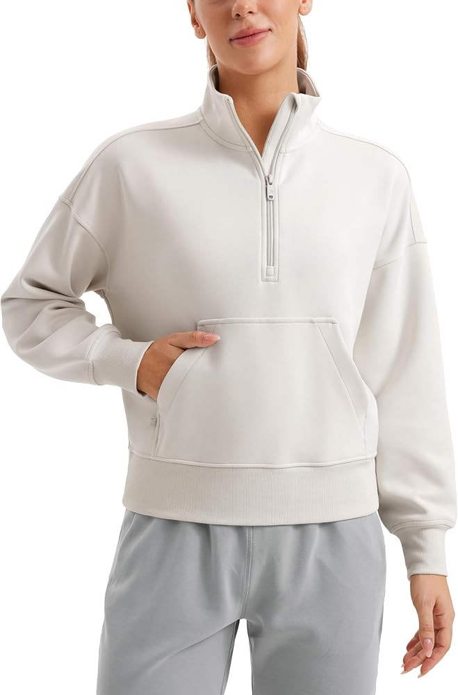 CRZ YOGA SoftAura Half Zip Sweatshirt for Women Long Sleeve Pullover Tops Workout Casual Funnel N... | Amazon (US)