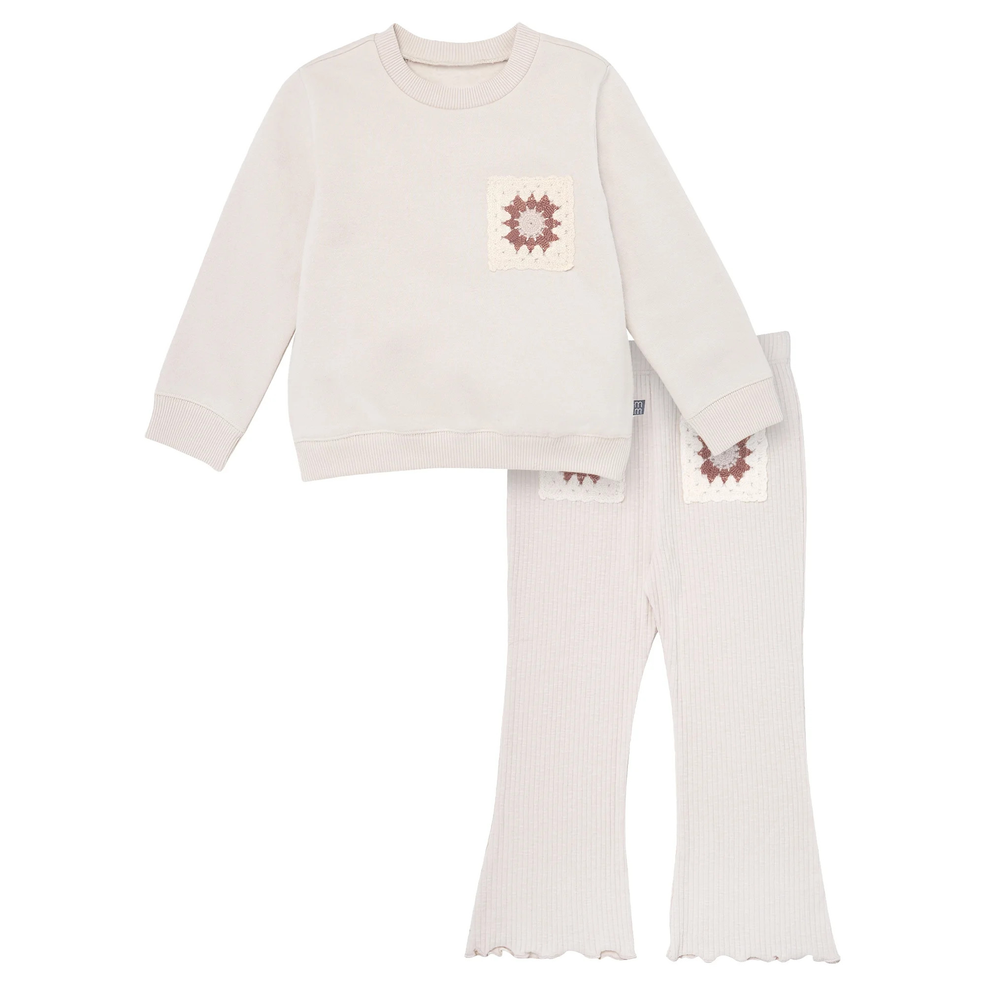 Modern Moments by Gerber Toddler Girl Sweatshirt with Flare Leg Pan Outfit Set, Sizes 12M-5T | Walmart (US)