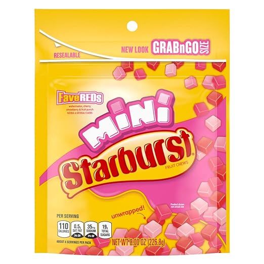 Starburst Favereds Minis Fruit Chews Candy, 8-Ounce Grab N Go Size Resealable Bag | Amazon (US)