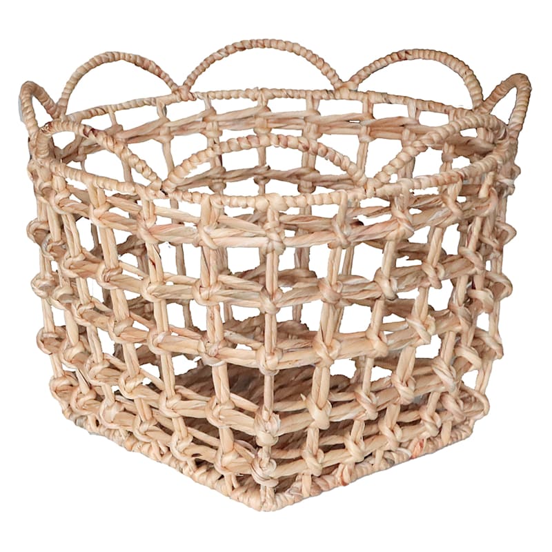Scallop Edge Water Hyacinth Storage Basket, Large | At Home