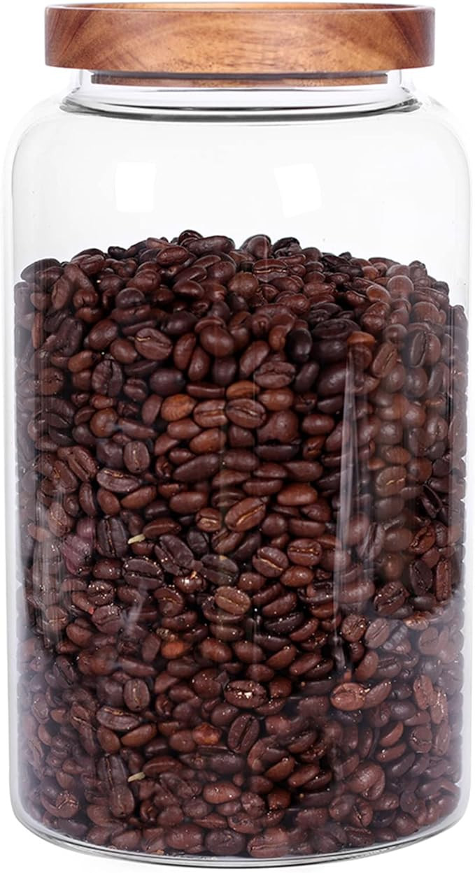 Large Glass Food Canisters, 93 FL OZ(2750ml) Kitchen Serving Stoarge Container with Airtight Wood... | Amazon (US)