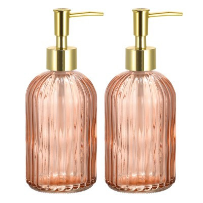 Unique Bargains Glass Dish Soap Dispenser With Durable Golden Pump 2 Pcs Orange | Target