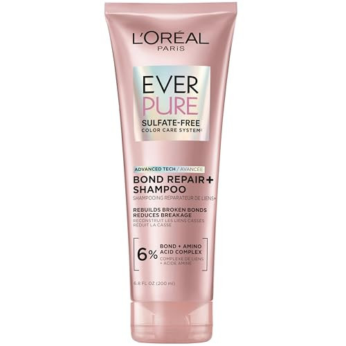 L'Oreal Paris Sulfate Free Bond Repair+ Shampoo, Hair Shampoo with Bond + Amino Acid Complex, Strengthens and Repairs Damaged or Color Treated Hair, EverPure, 6.8 Fl Oz (Packaging May Vary) | Amazon (US)