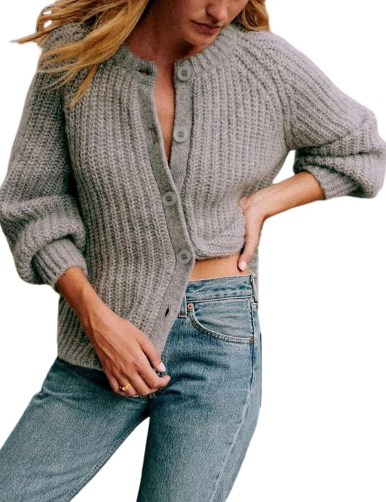 Cardigan Sweaters for Women Chunky Knit Cardigans Long Sleeve Button Sweater Jacket 2024 Fall Win... | Amazon (US)