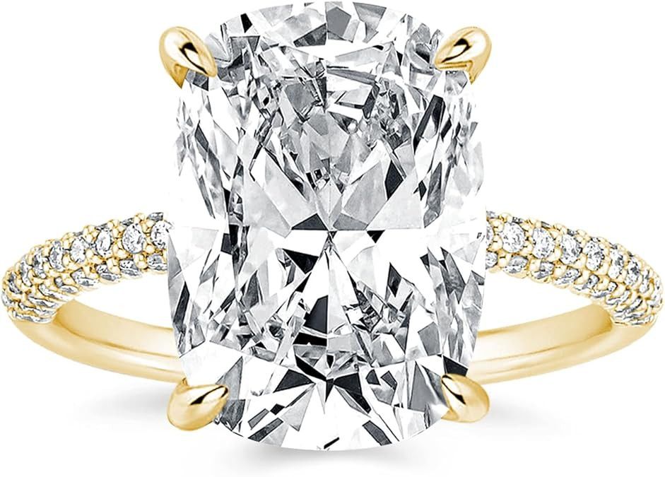 4CT/7CT Elongated Cushion Cut Promise Ring for Women, Simulated Diamond Ring, 925 Sterling Silver... | Amazon (US)