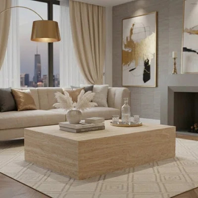 Genuine Travertine Block Coffee Table - Travertine Limestone | Wayfair North America