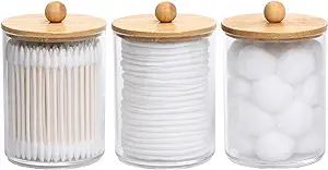 Tbestmax 10 Oz Cotton Swab/Ball/Pad Holder, Qtip Apothecary Jar, Clear Bathroom Containers Dispen... | Amazon (US)