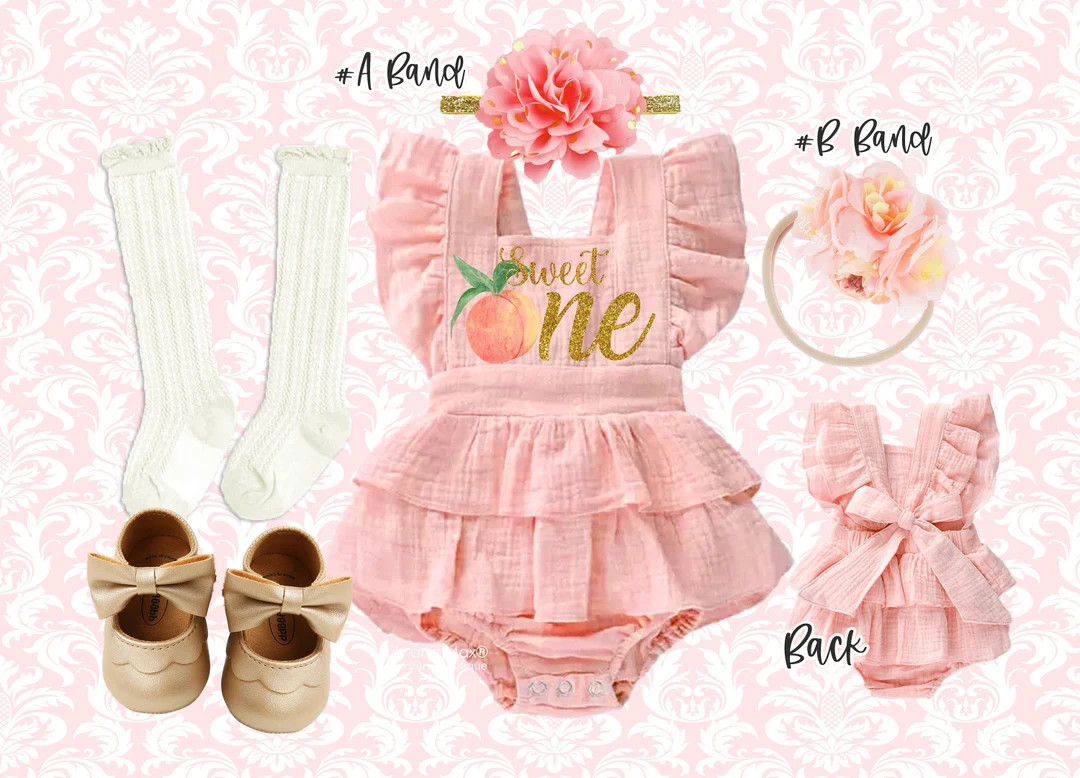 1st Birthday Outfit Peach birthday romper Sweet peach romper smash cake outfit | Etsy (US)