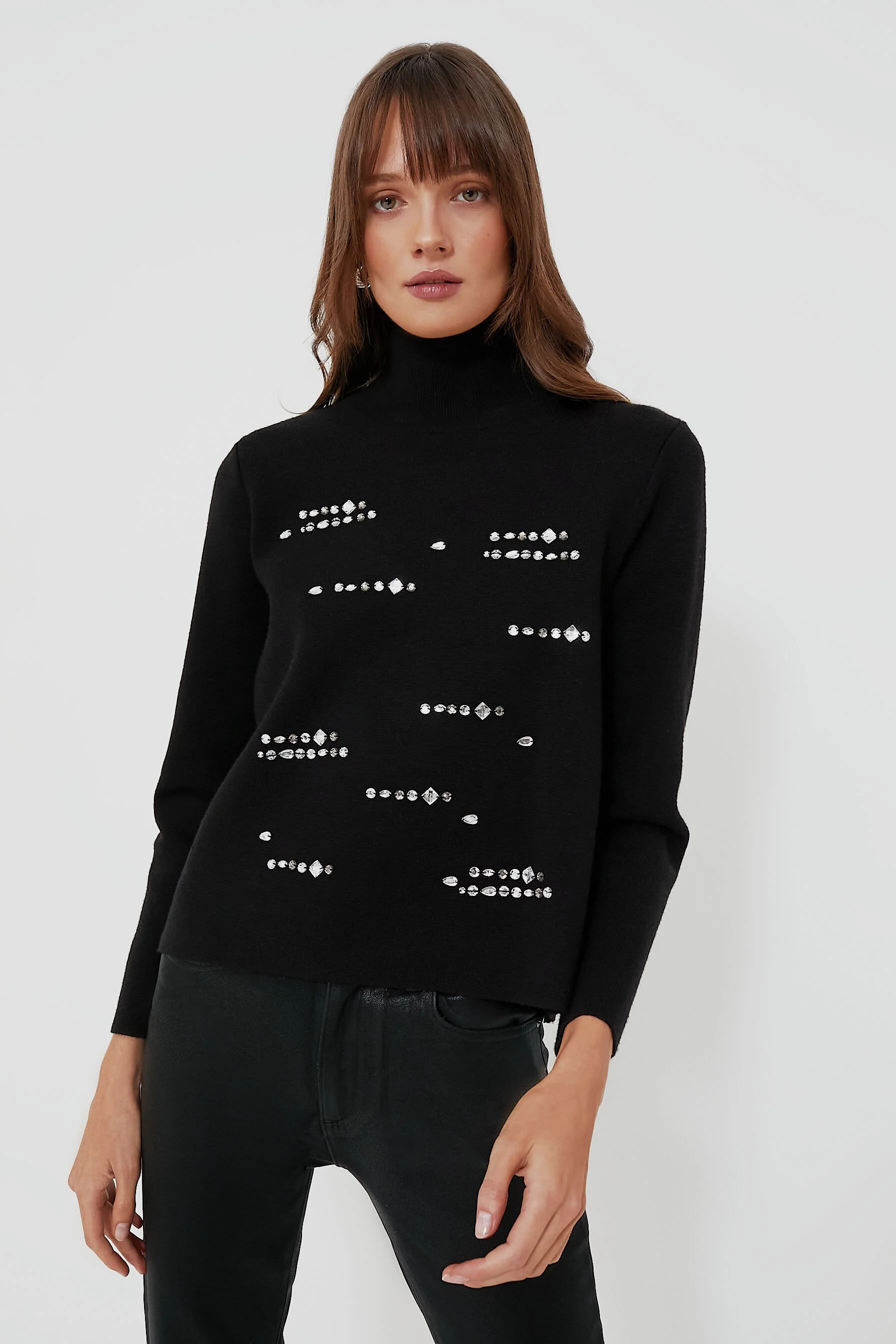 Black Embellished Greta Turtleneck | Tuckernuck (US)
