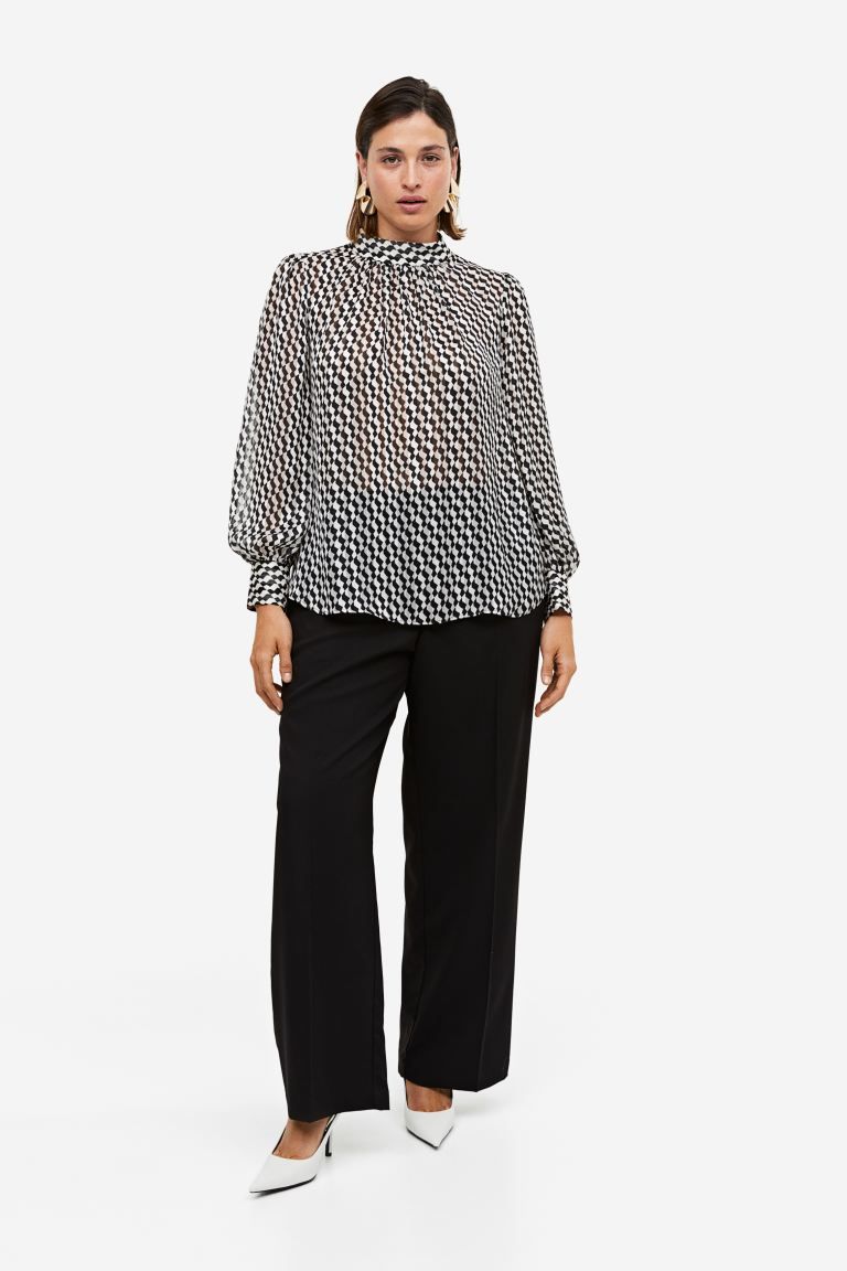 Patterned blouse - Cream/Black patterned - Ladies | H&M GB | H&M (UK, MY, IN, SG, PH, TW, HK)