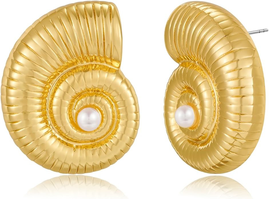 LILIE&WHITE Conch Sell Earrings Gold Stud Earrings For Women Love Knot Stud Earrings Angel Wings ... | Amazon (US)