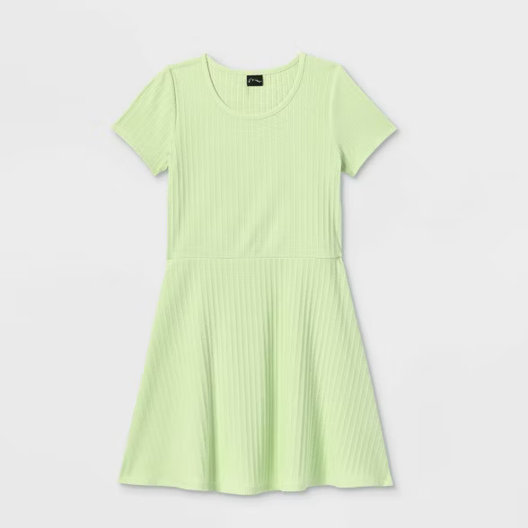 Girls' Skater Rib-Knit Short Sleeve Dress - art class™ | Target