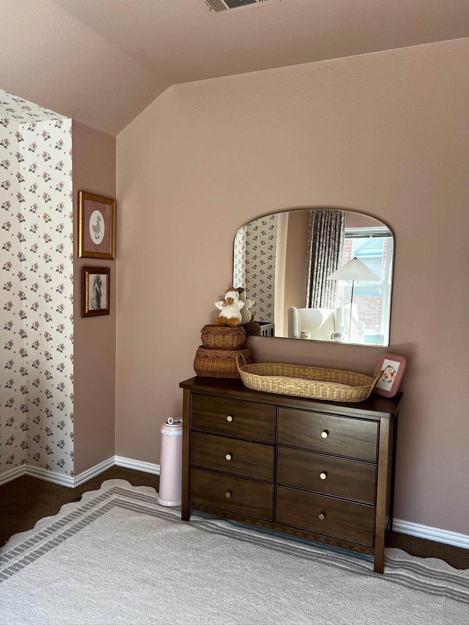 More nursery details 🤍

Changing table, baby girl nursery, floral wall paper we, dresser, gold mirror, home decor, nursery ideas, home inspo

#LTKBaby #LTKHome