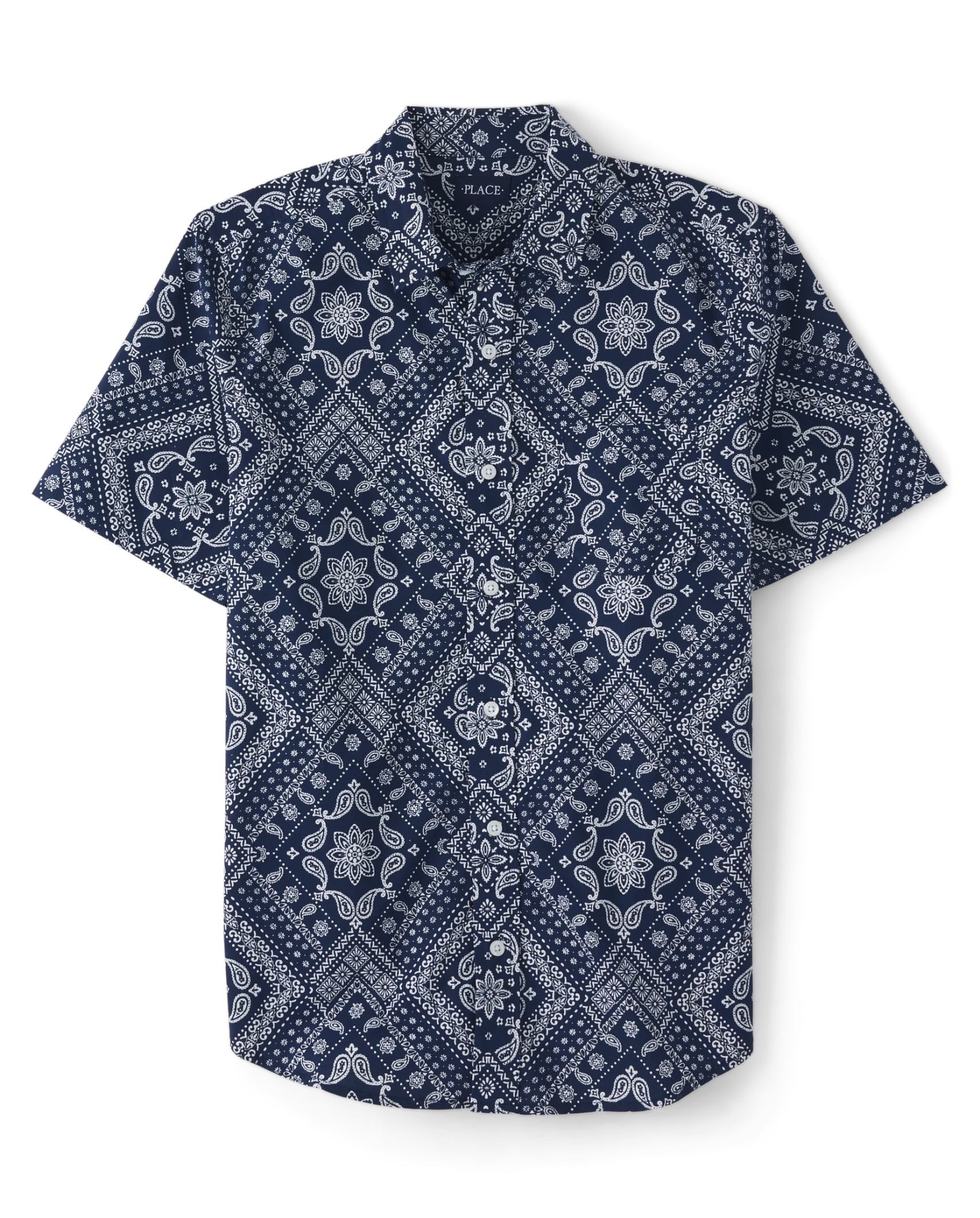 Mens Matching Family Short Sleeve Bandana Print Poplin Button Up Shirt | The Children's Place  - ... | The Children's Place