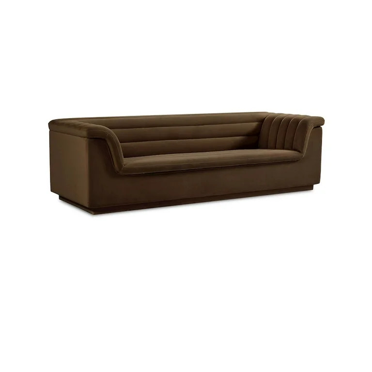 Meridian Furniture Cascade Brown Velvet Fabric Sofa | Walmart (US)