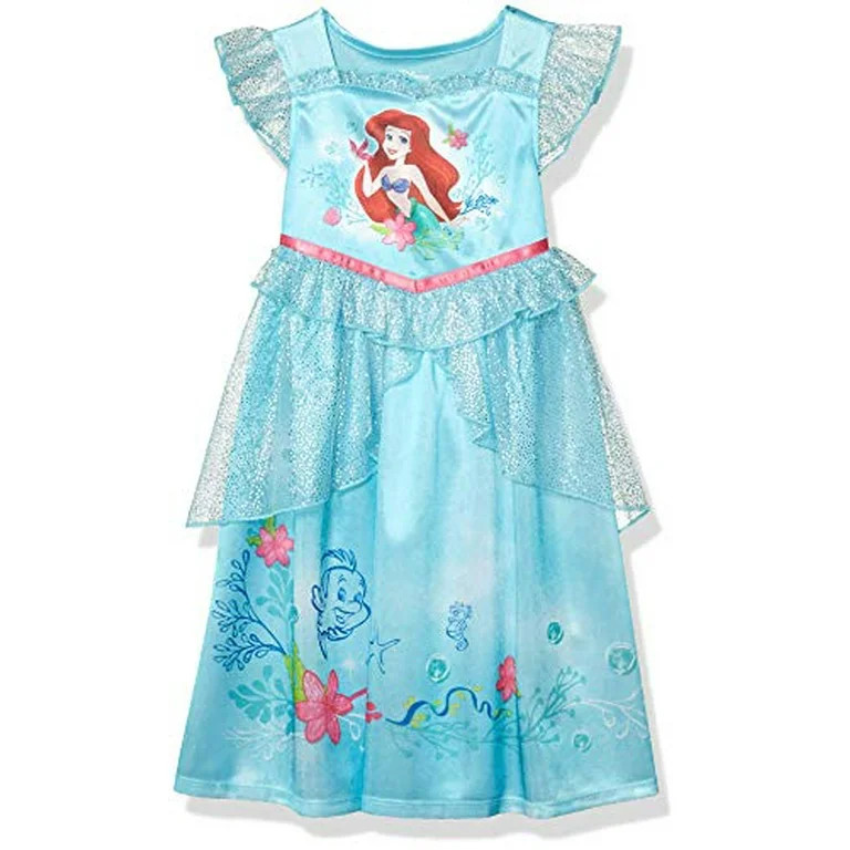 Disney Girls' Toddler Princess Fantasy Nightgown, Ariel Ocean Dreams, 4T | Walmart (US)