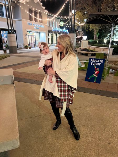 Holiday plaid outfits dress dresses cream Cape over the knee boots Christmas plaid Santa pictures family photos Christmas card 

#LTKHoliday #LTKfamily #LTKSeasonal