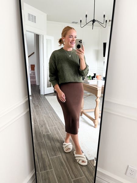 Fall oversized sweater with ribbed skirt for working from home! Sweater is long so will go with leggings!

#LTKunder50 #LTKstyletip #LTKSeasonal