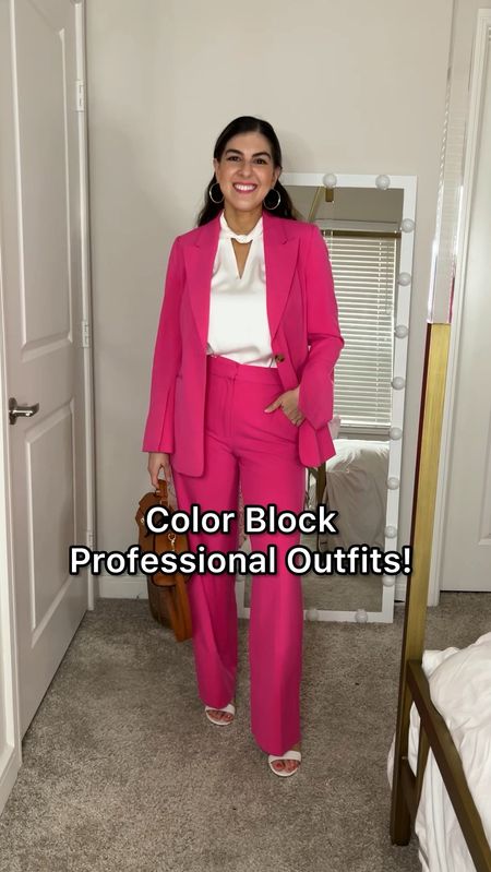 Color Block Professional Outfits 🩷💙💚 Work Wear outfits and office outfits for the boss babes! 
Outfit 1 - Blazer & blouse in XS. Pants in size 0. Size down one size. 
Outfit 2 - Cardigan in a size XS and Dress. 
Outfit 3 - Blouse & Skirt in a size XS. 

Other colors too 🩵


#LTKfindsunder50 #LTKVideo #LTKworkwear