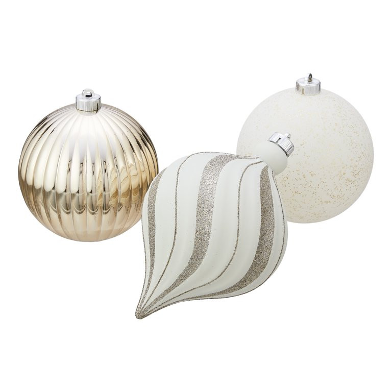 Holiday Time Gold and White Ornaments, 5.75 inch, 6 Pack | Walmart (US)