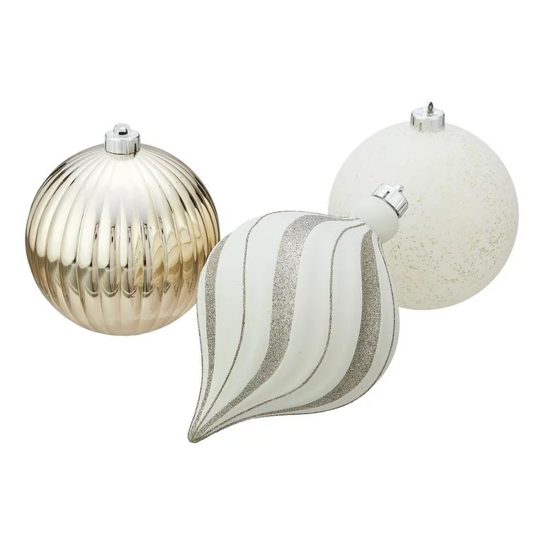 Holiday Time Gold and White Ornaments, 5.75 inch, 6 Pack - Walmart.com | Walmart (US)