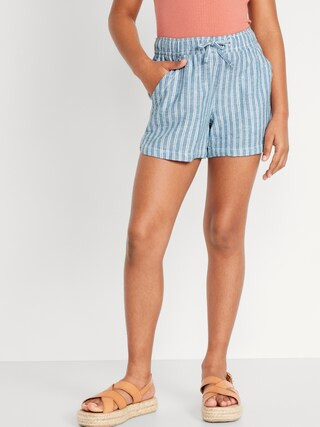 Striped Linen-Blend Drawstring Shorts for Girls | Old Navy (US)