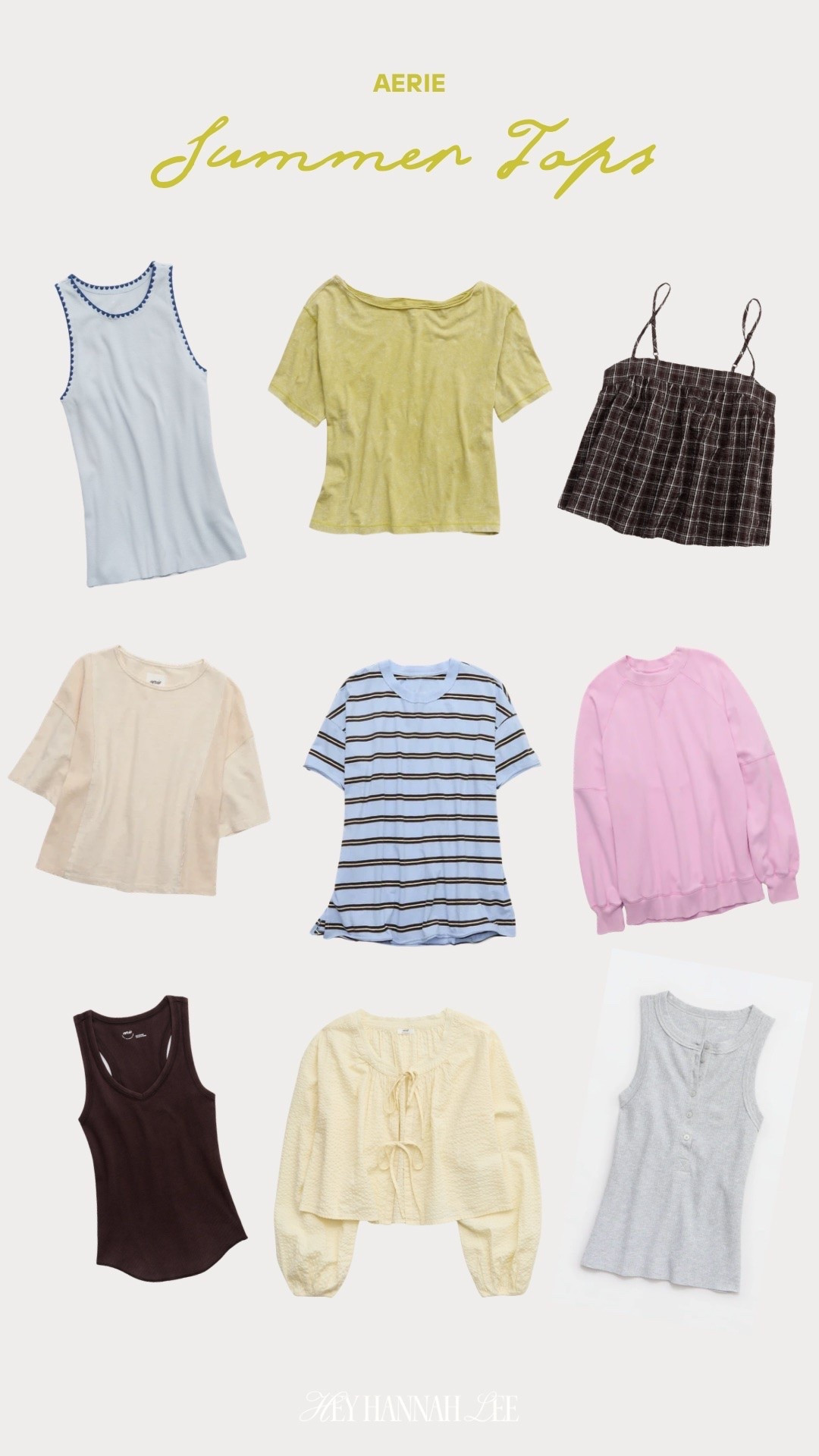 Casual cute tops for summer from Aerie! 
summer tops, summer outfit, comfy shirts, tanks, women’s fashion, style

#LTKootd #LTKgrwm #LTKSaleAlert