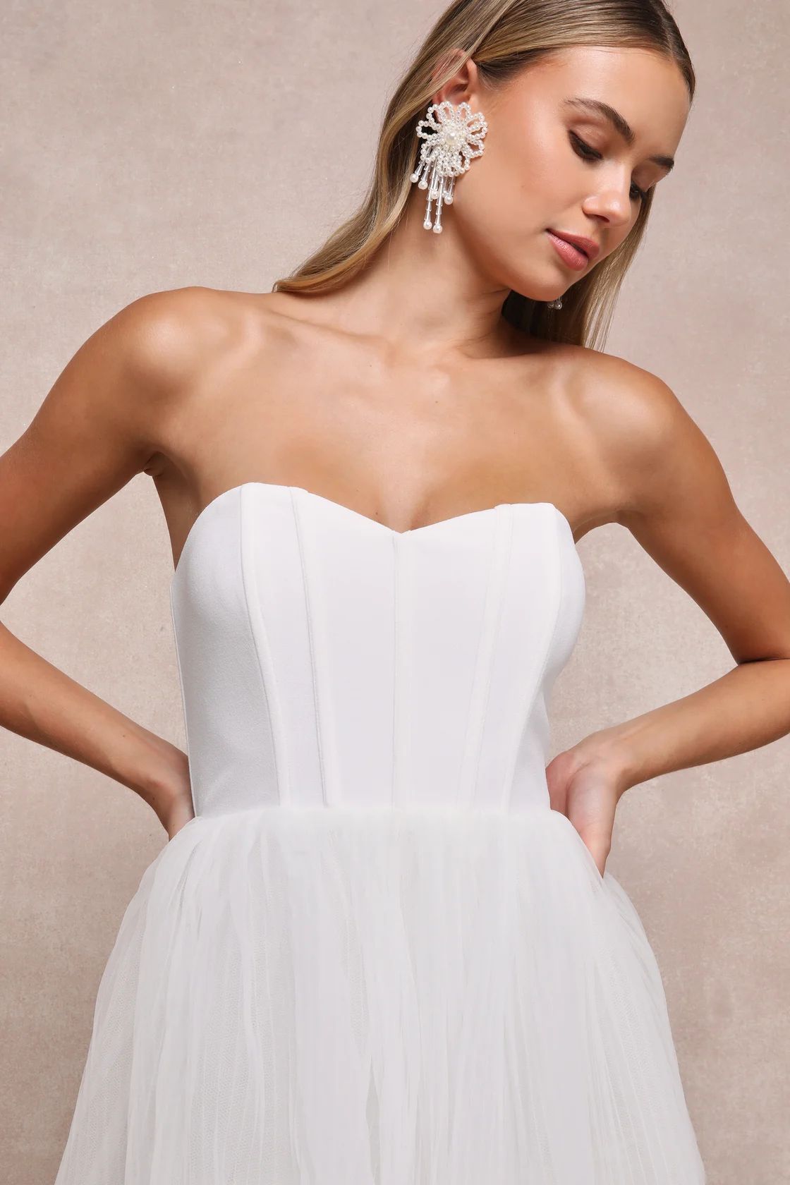 Exquisite Enchantment White Tulle Tiered Strapless Maxi Dress | Lulus