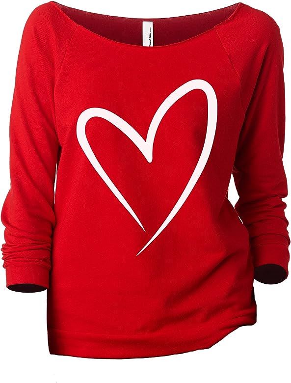 Simply Heart Women's Slouchy 3/4 Sleeves Raglan Sweatshirt Red | Amazon (US)