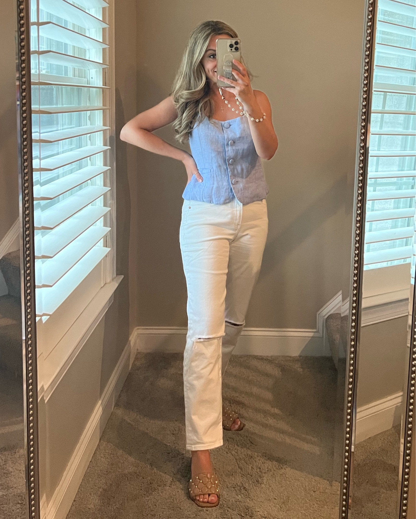 Linen vest, white jeans, casual outfit 

#LTKOver40 #LTKSaleAlert #LTKWorkwear