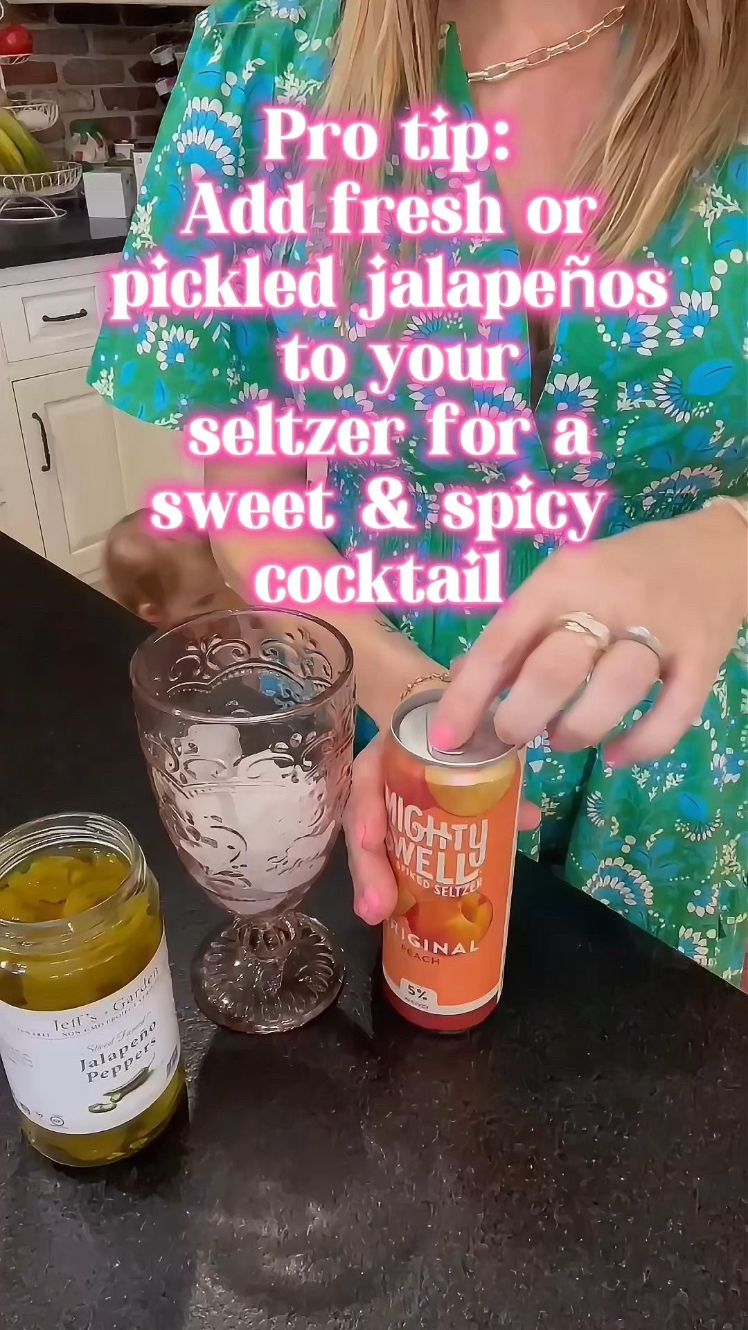 Spice up your summer sips with this sweet & spicy cocktail trick! Add fresh or pickled jalapeños to your favorite seltzer for a flavorful refresher that’s perfect for backyard hangs, porch parties, or poolside lounging. Served in a vintage-style goblet for that extra touch of charm!

Wearing a green + blue floral Amazon dress that feels like summer in a fabric — 100% cotton and so breathable! The flattering v-neckline, button-front detail, and adjustable tie waist make it a comfy and cute go-to for warm weather. Runs true to size — I’m in my usual fit. Styled it with a textured white headband, chunky gold chain, pearl studs, and glossy pink nails!

Jewelry is Melinda Maria — use code PREPPYREBEL for 10% off!

Shop the look + summer hosting faves below!
🍸🌿👗🌶️🧊🍋💚✨🥂

 jalapeño cocktail idea, summer drink recipe, 100% cotton Amazon dress, spicy seltzer cocktail, Amazon summer outfit, porch party drinks, Melinda Maria discount, summer entertaining idea, vintage goblet

#LTKHome #LTKParties #LTKFindsUnder50