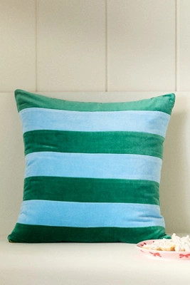 Andie Striped Cotton Velvet Pillow | Anthropologie (US)