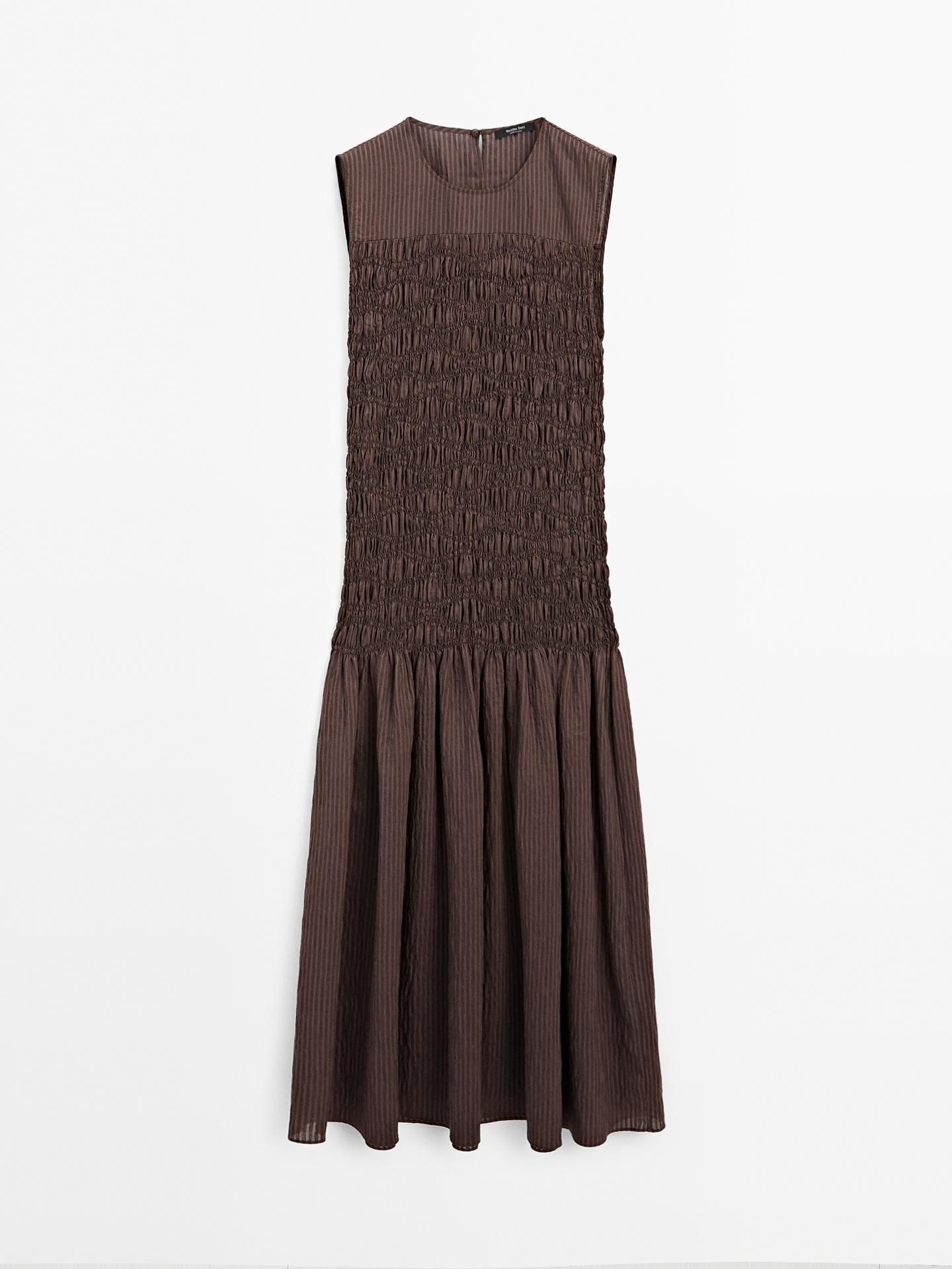 Long flounce dress with gathered detail
    
 $180.00  Add to basket  SELECT SIZE | Massimo Dutti US