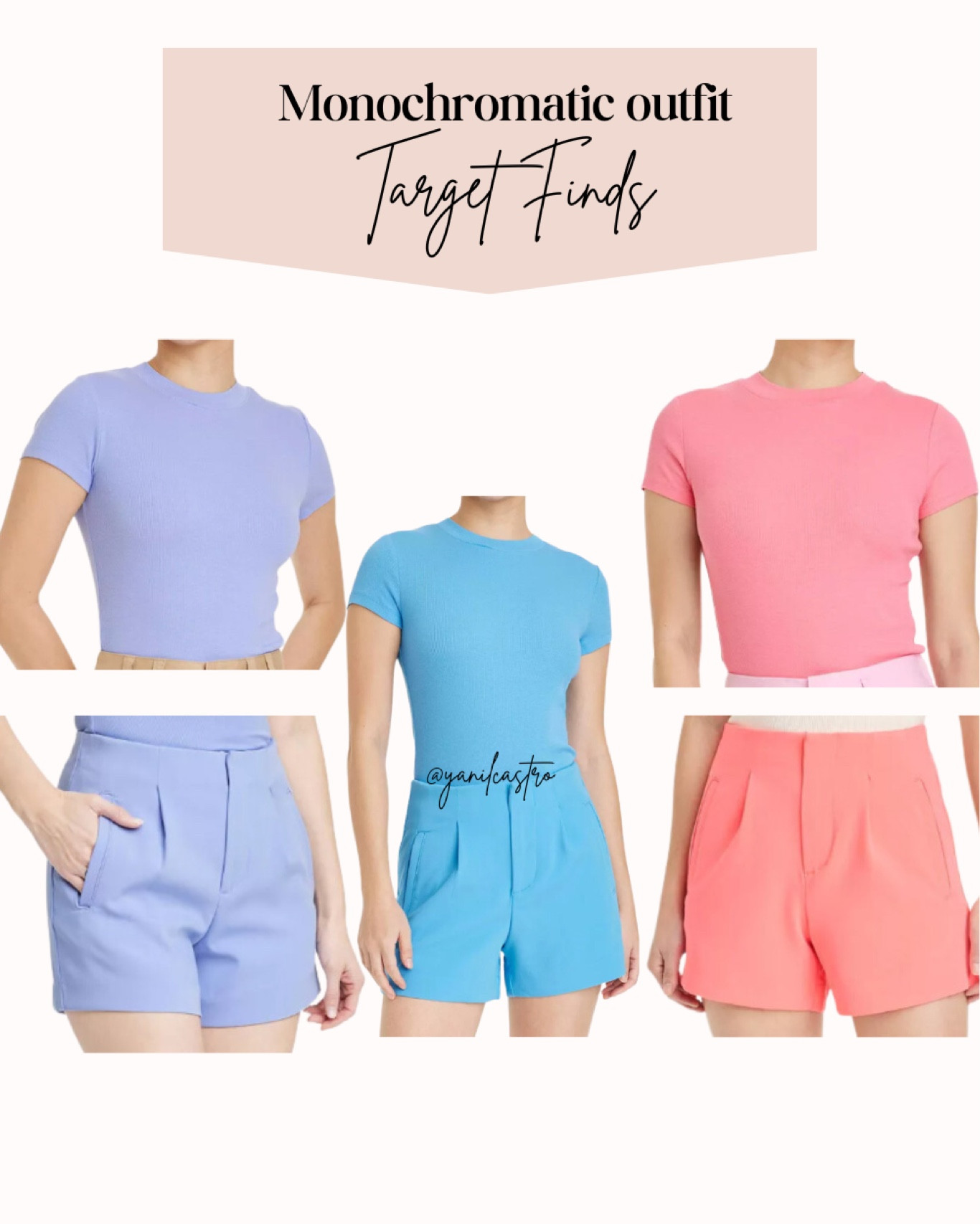 Target Monochromatic spring outfit. These T-shirt & shorts together are under $30. These are great for mix & match. 
Spring shirt, spring shorts, summer shirt, summer shorts, target finds. #targetfinds #targetstyle #monochromaticoutfit 

#LTKstyletip #LTKfindsunder50 #LTKsalealert