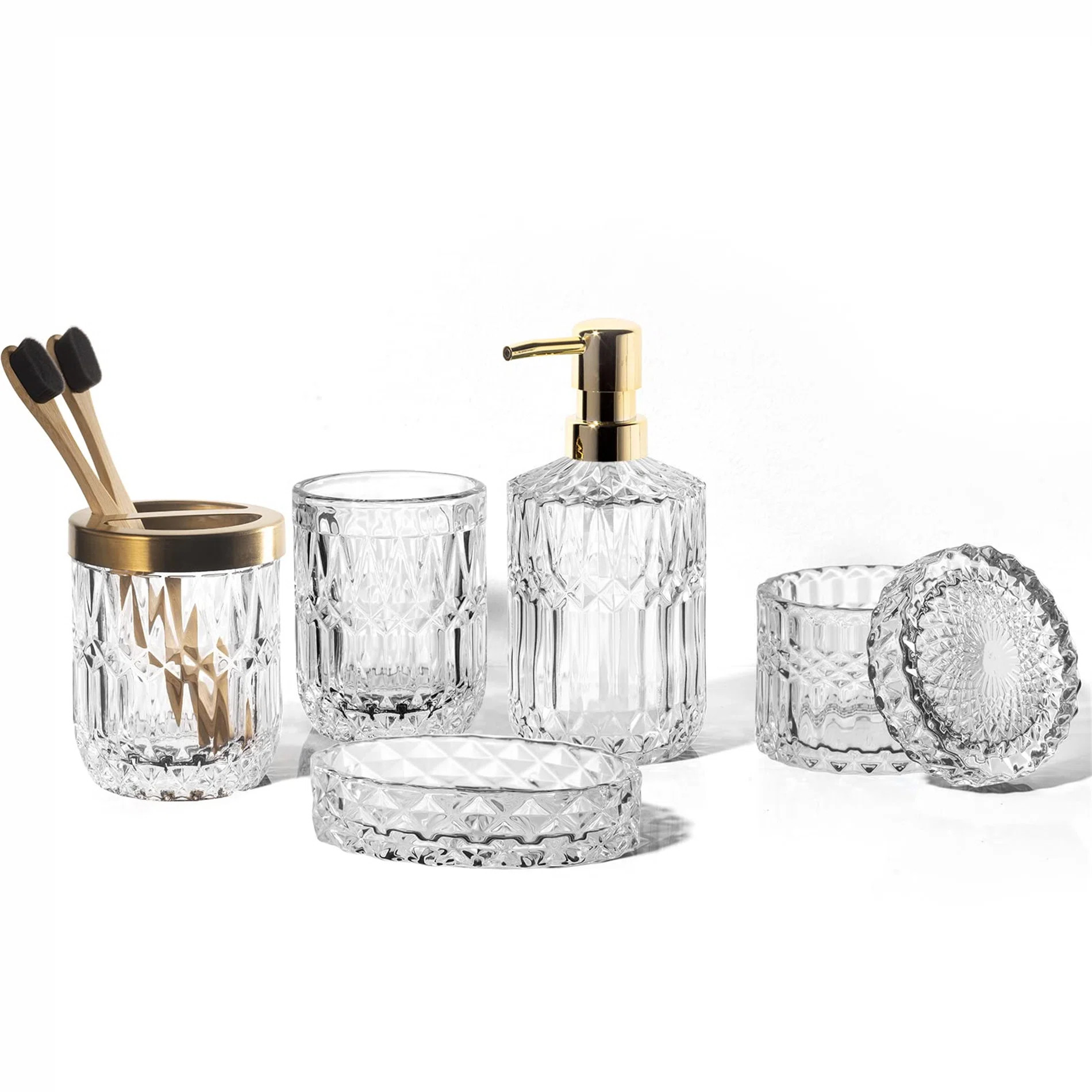 Mercer41 Nguyet Glass 6 Piece Bathroom Accessory Set & Reviews | Wayfair | Wayfair North America